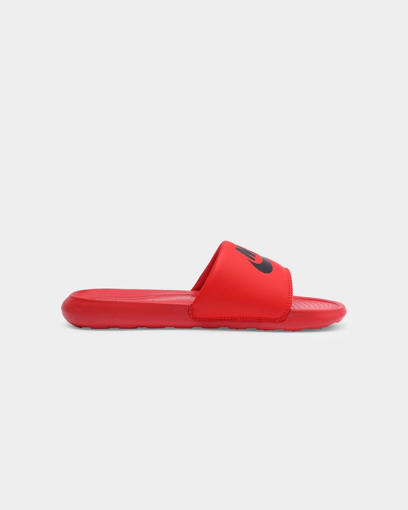 Red black and discount white nike slides