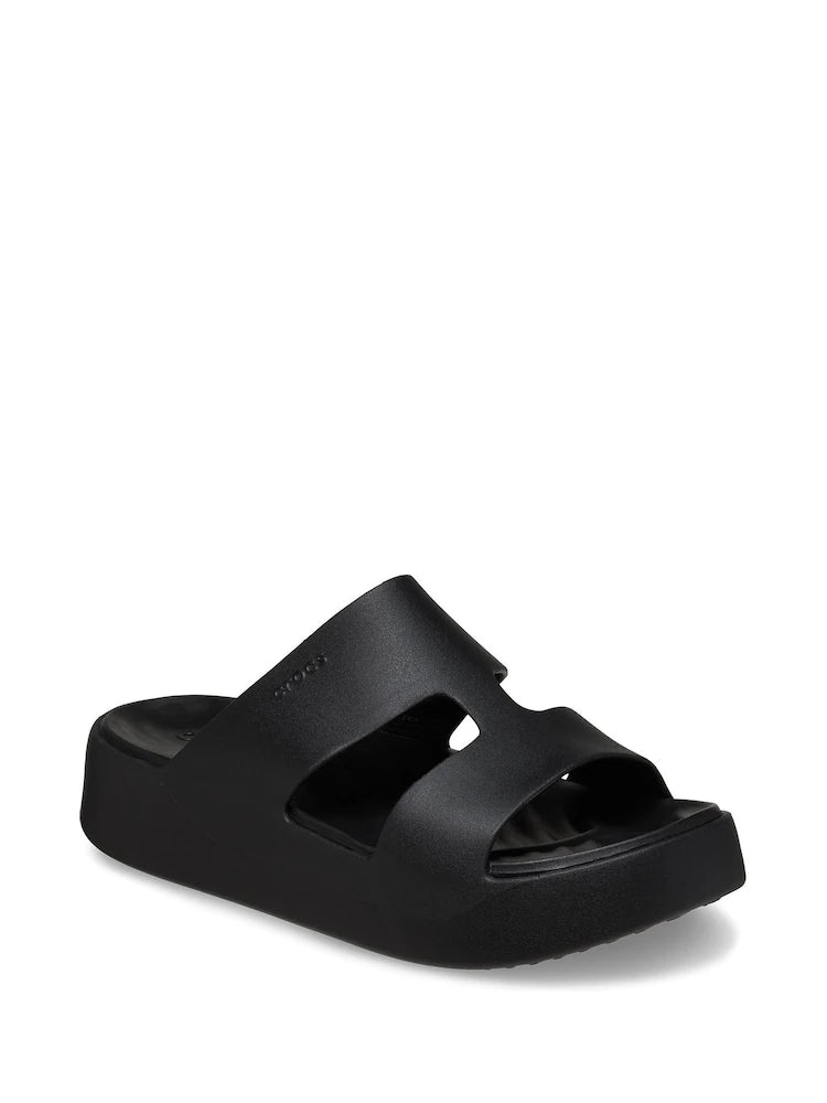 CROCS WOMENS GETAWAY PLATFORM H-STRAP - BLACK