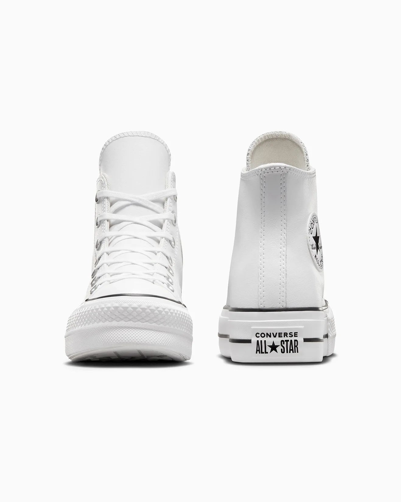 CONVERSE WOMENS LEATHER CHUCK TAYLOR ALL STAR LIFT HI - WHITE/BLACK/WHITE