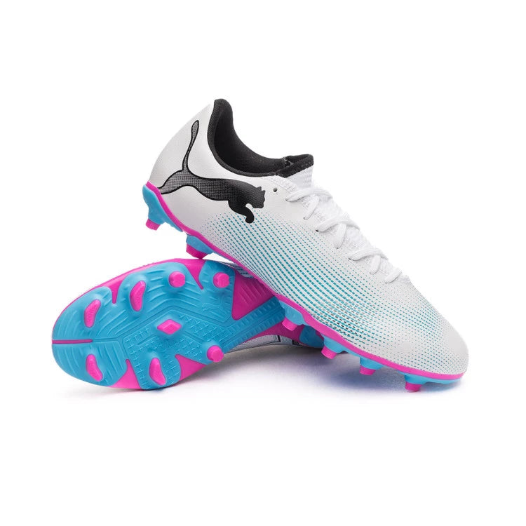 PUMA YOUTH FUTURE 7 PLAY FG/AG JUNIOR - WHITE/BLACK/POISON PINK