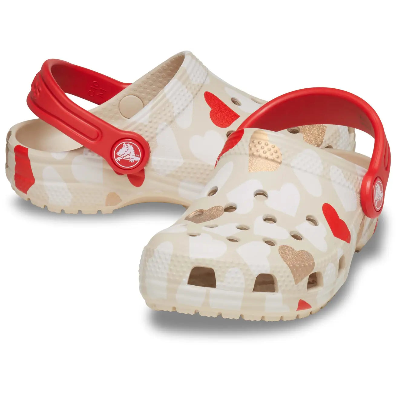 CROCS INFANT CLASSIC HEART PRINT CLOG - SANDSTONE/MULTI