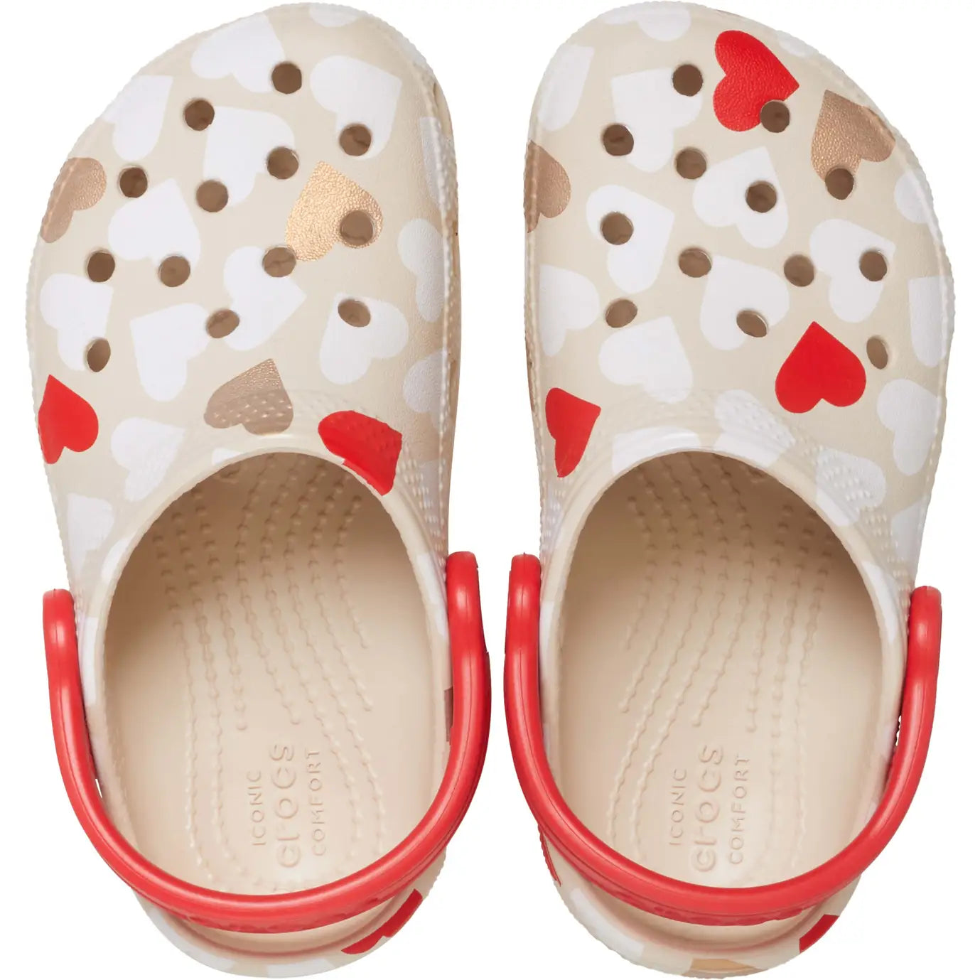 CROCS INFANT CLASSIC HEART PRINT CLOG - SANDSTONE/MULTI