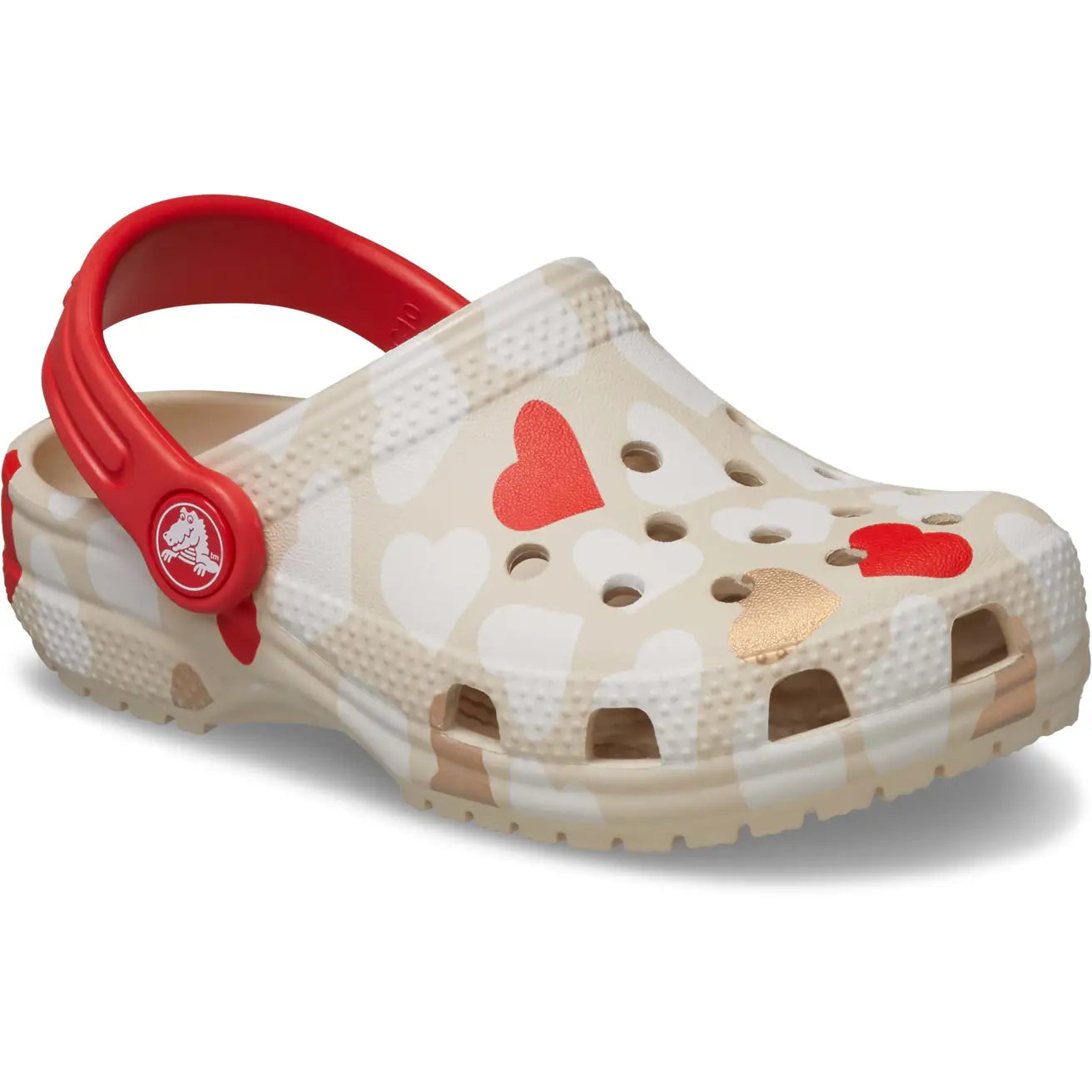 CROCS INFANT CLASSIC HEART PRINT CLOG - SANDSTONE/MULTI