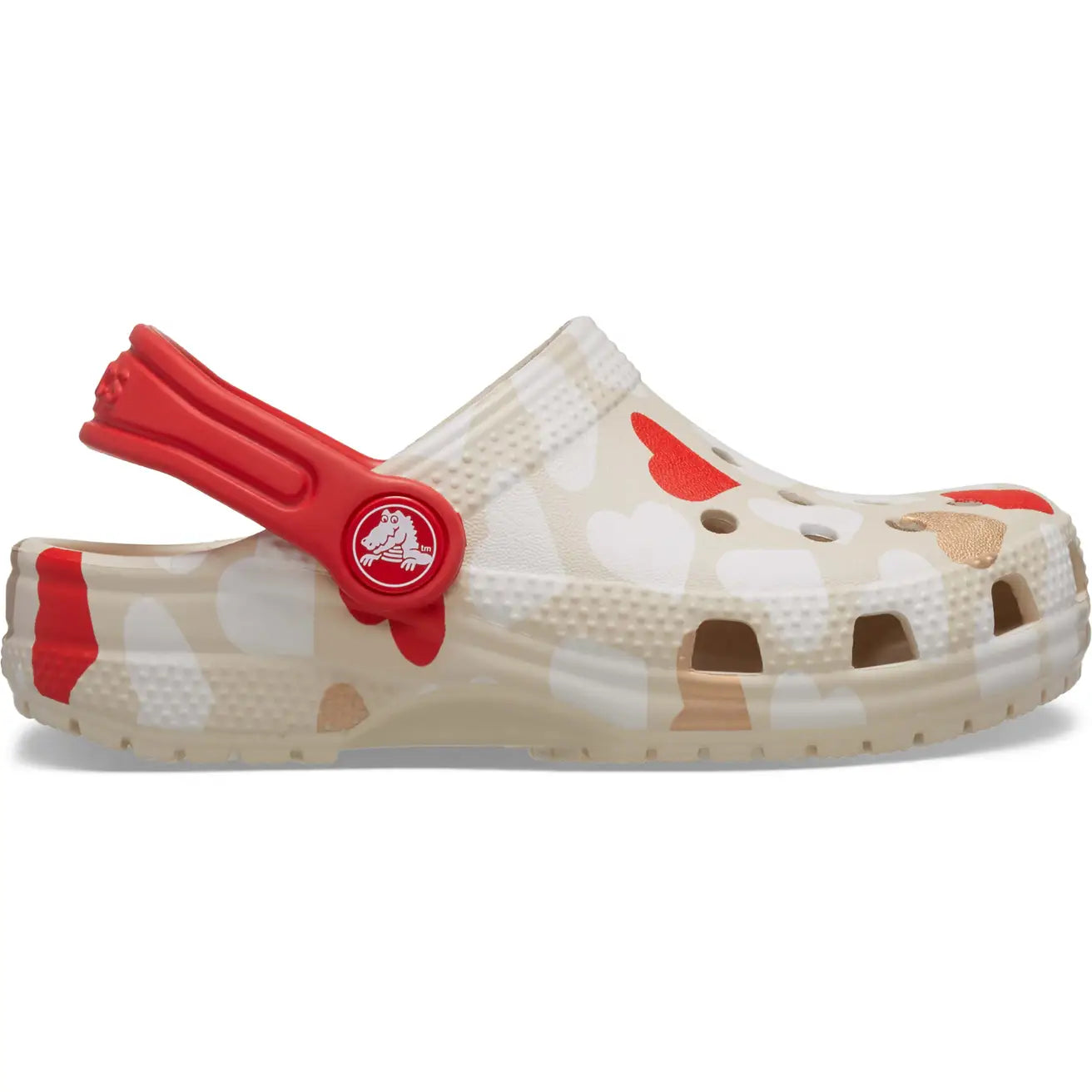 CROCS INFANT CLASSIC HEART PRINT CLOG - SANDSTONE/MULTI