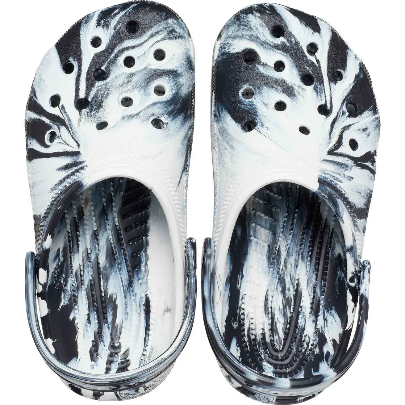 CROCS KIDS CLASSIC MARBLED CLOG - BLACK/WHITE