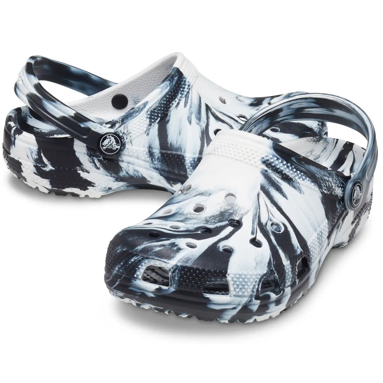 CROCS KIDS CLASSIC MARBLED CLOG - BLACK/WHITE