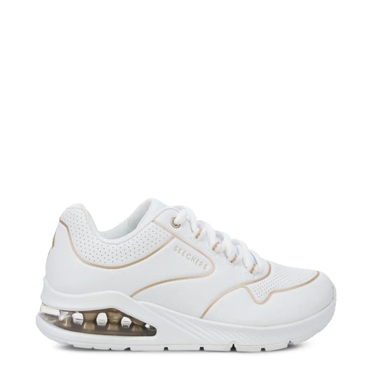 SKECHERS WOMENS UNO 2 GOLDEN TRIM - WHITE/GOLD