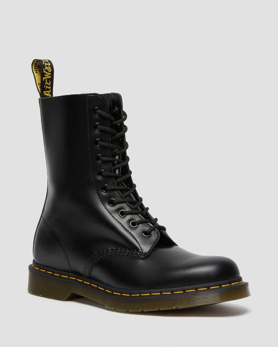 DR MARTENS 1490 SMOOTH LEATHER MID CALF BOOTS - BLACK