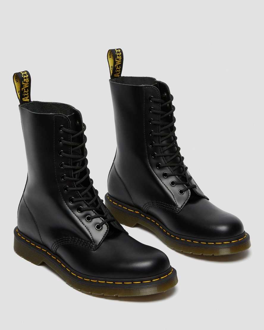 DR MARTENS 1490 SMOOTH LEATHER MID CALF BOOTS - BLACK