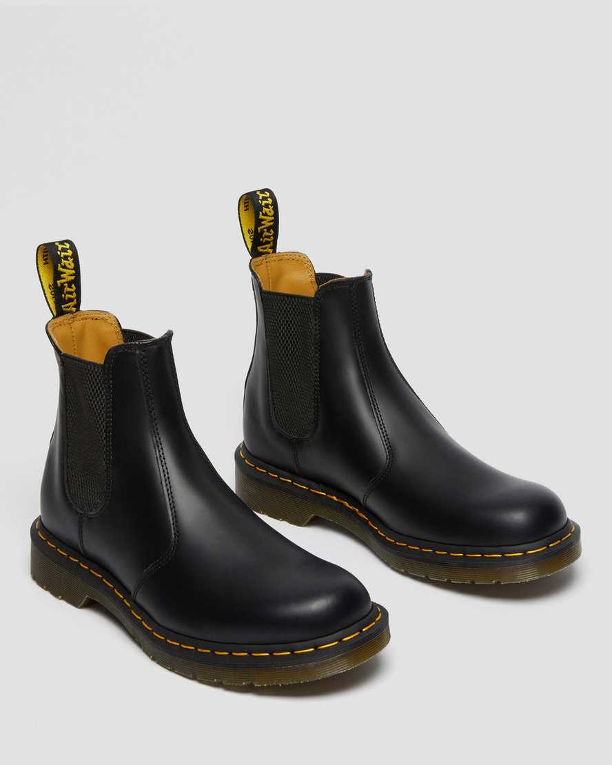 DR MARTENS 2976 YELLOW STITCH SMOOTH LEATHER CHELSEA BOOTS - BLACK