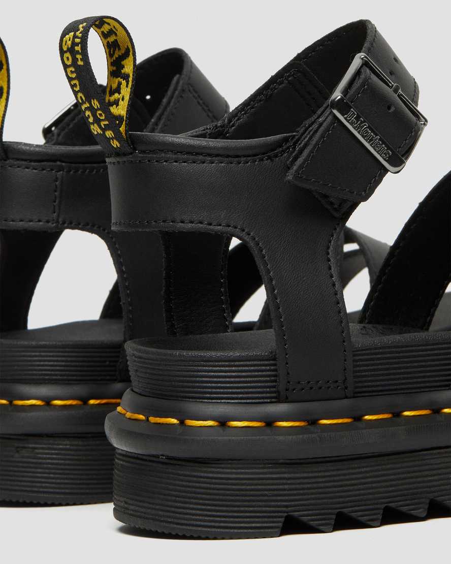 DR MARTENS BLAIRE HYDRO LEATHER STRAP SANDALS - BLACK HYDRO