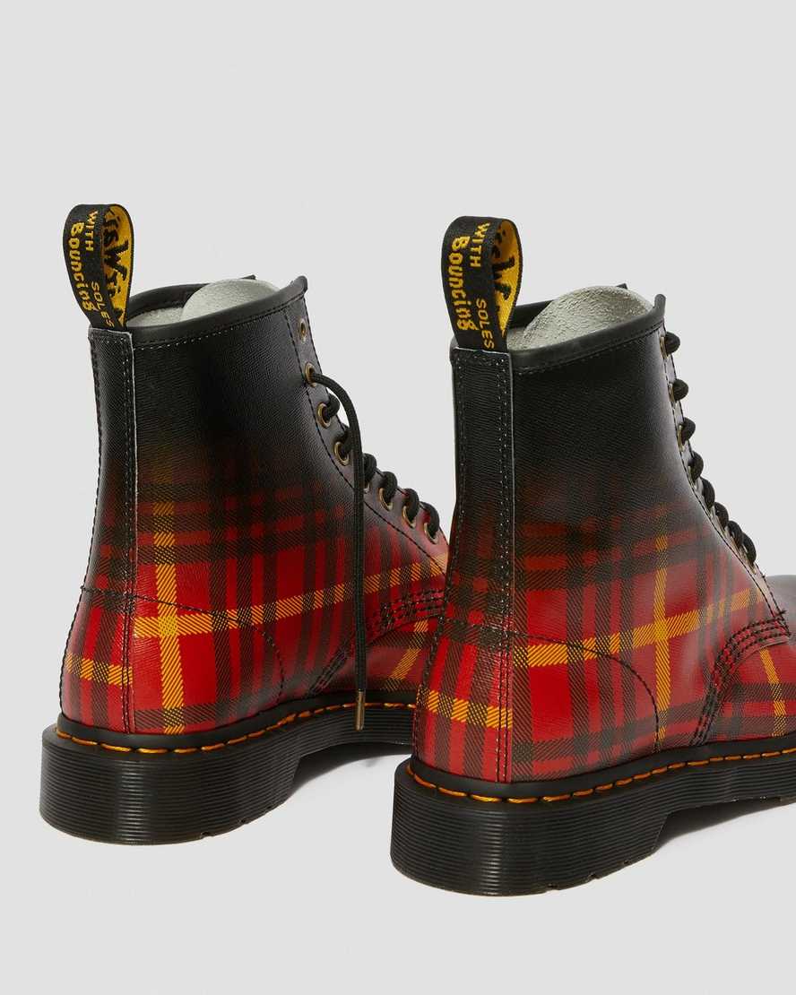 DR MARTENS 1460 MCMARTEN TARTAN LEATHER BOOTS - MULTI-BLACK TARTAN BACKHAND STRAW GRAIN