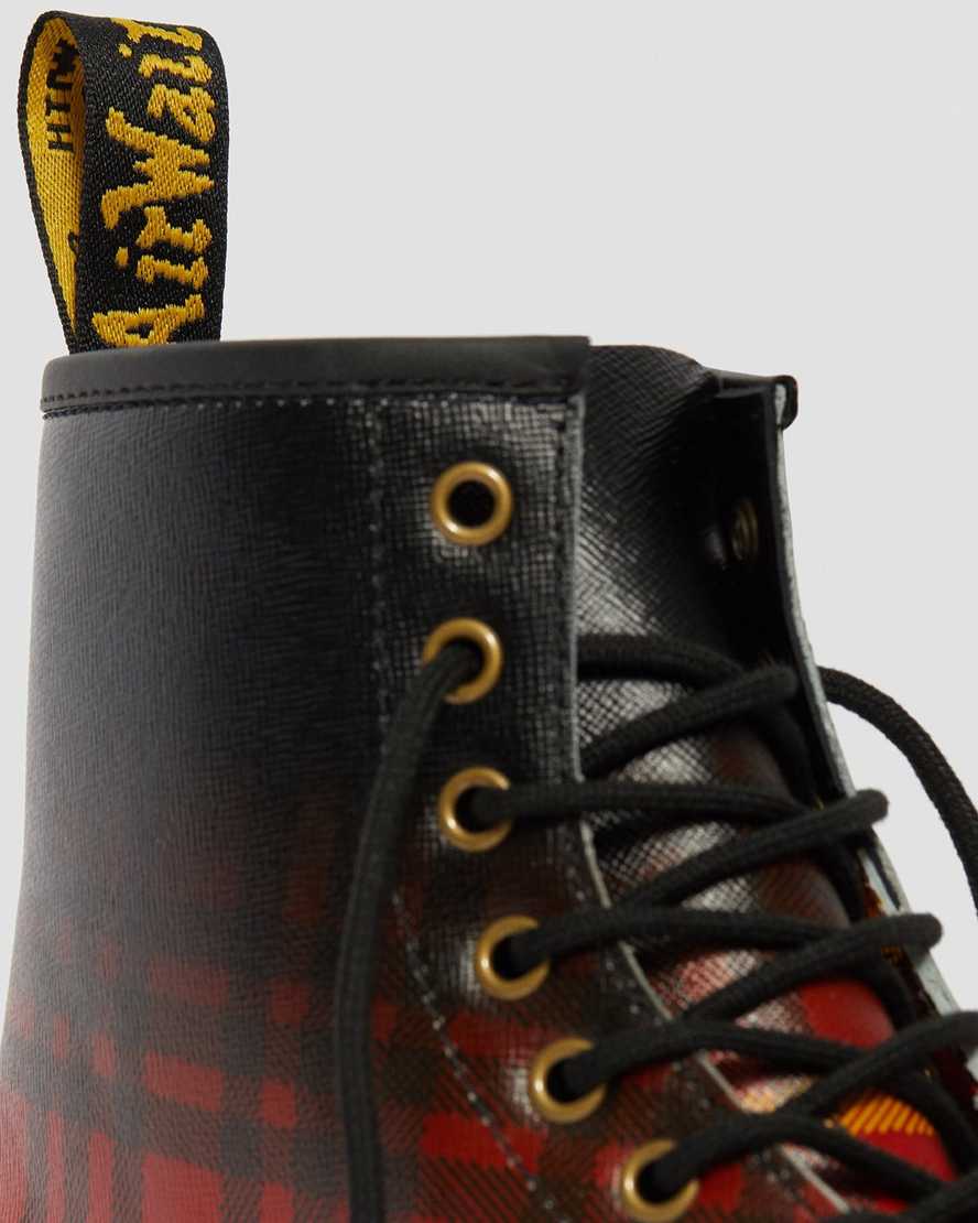 DR MARTENS 1460 MCMARTEN TARTAN LEATHER BOOTS - MULTI-BLACK TARTAN BACKHAND STRAW GRAIN