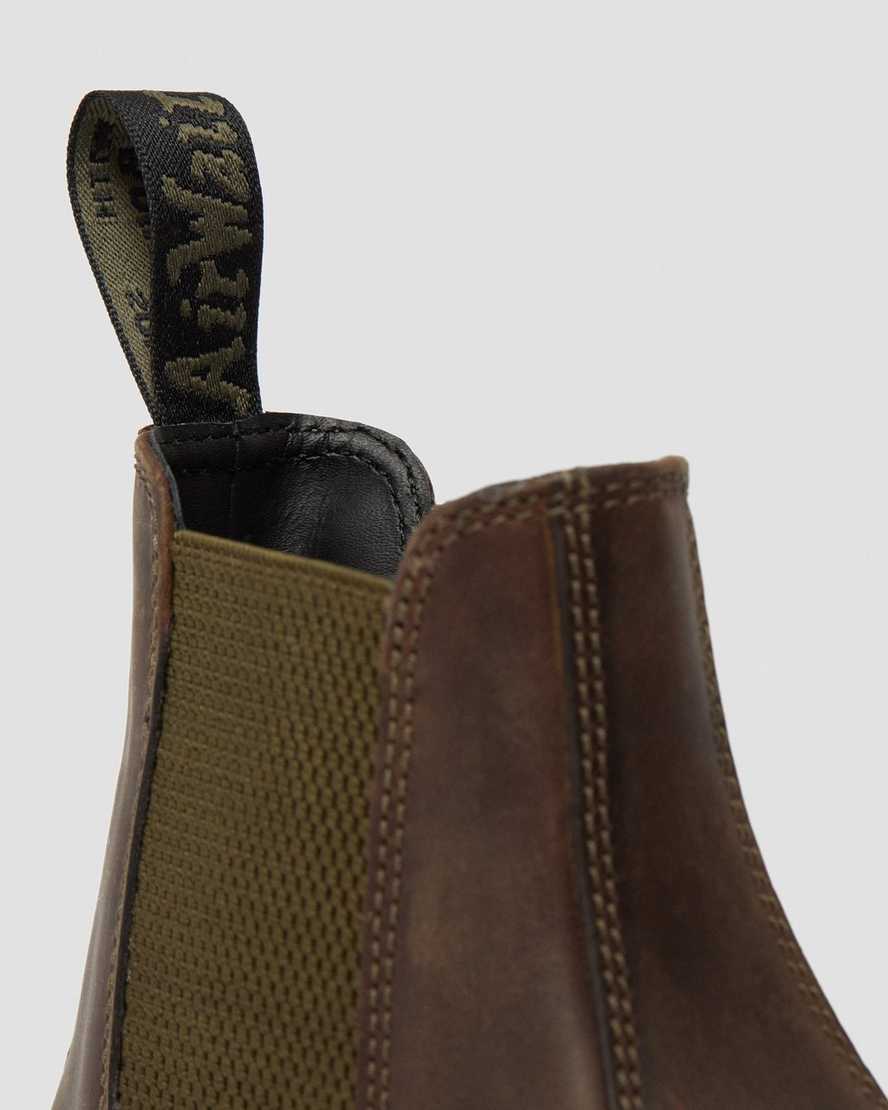 DR MARTENS 2976 POP CHELSEA BOOTS - DARK BROWN CRAZY HORSE