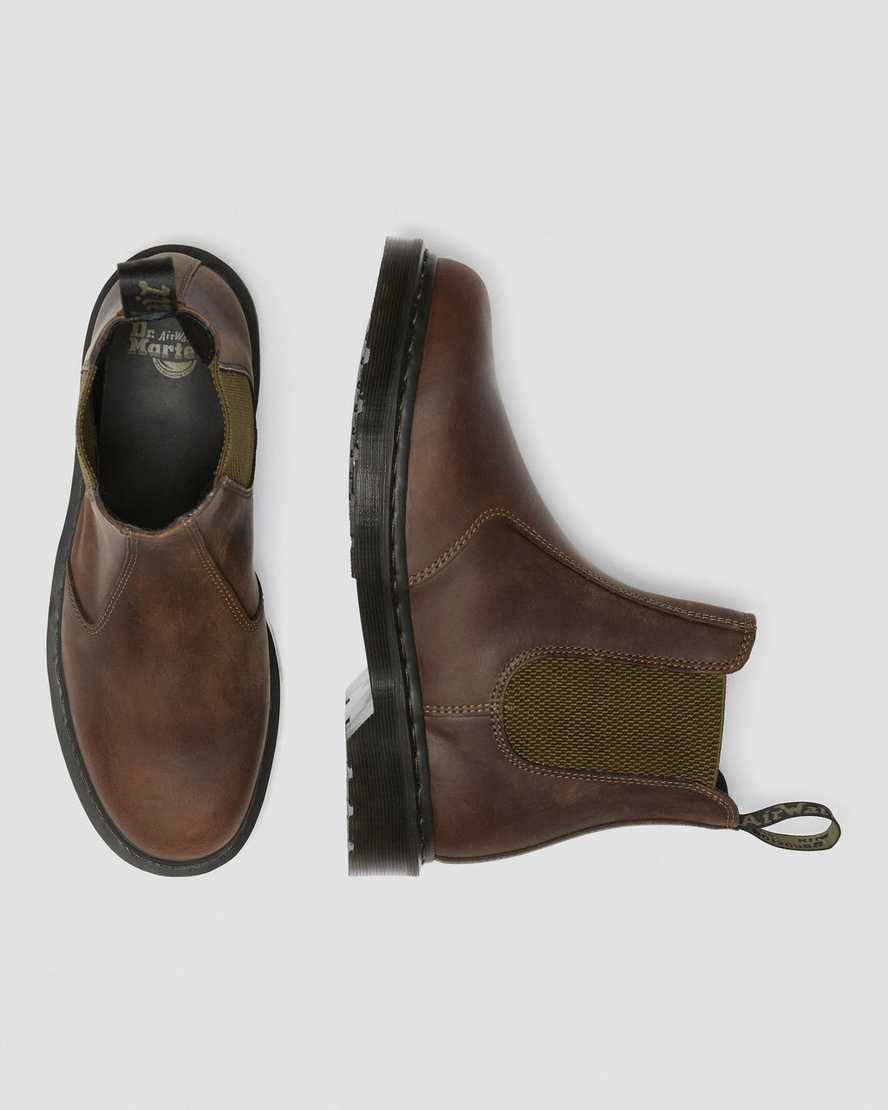 DR MARTENS 2976 POP CHELSEA BOOTS - DARK BROWN CRAZY HORSE