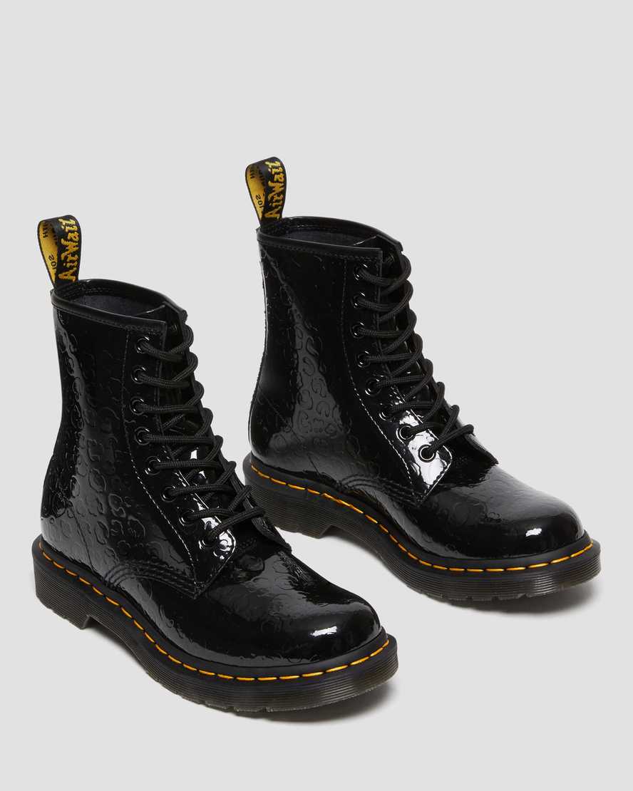 DR MARTENS 1460 LEOPARD EMBOSS PATENT LEATHER - BLACK