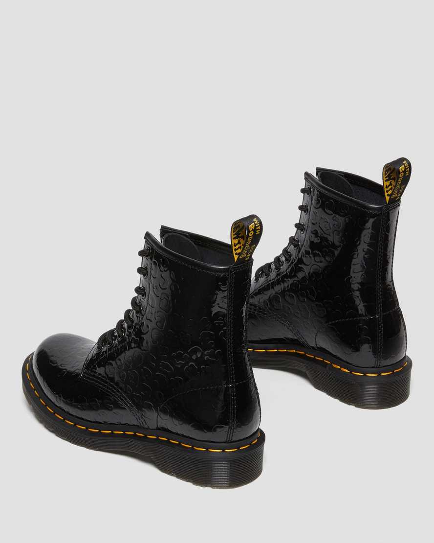 DR MARTENS 1460 LEOPARD EMBOSS PATENT LEATHER - BLACK