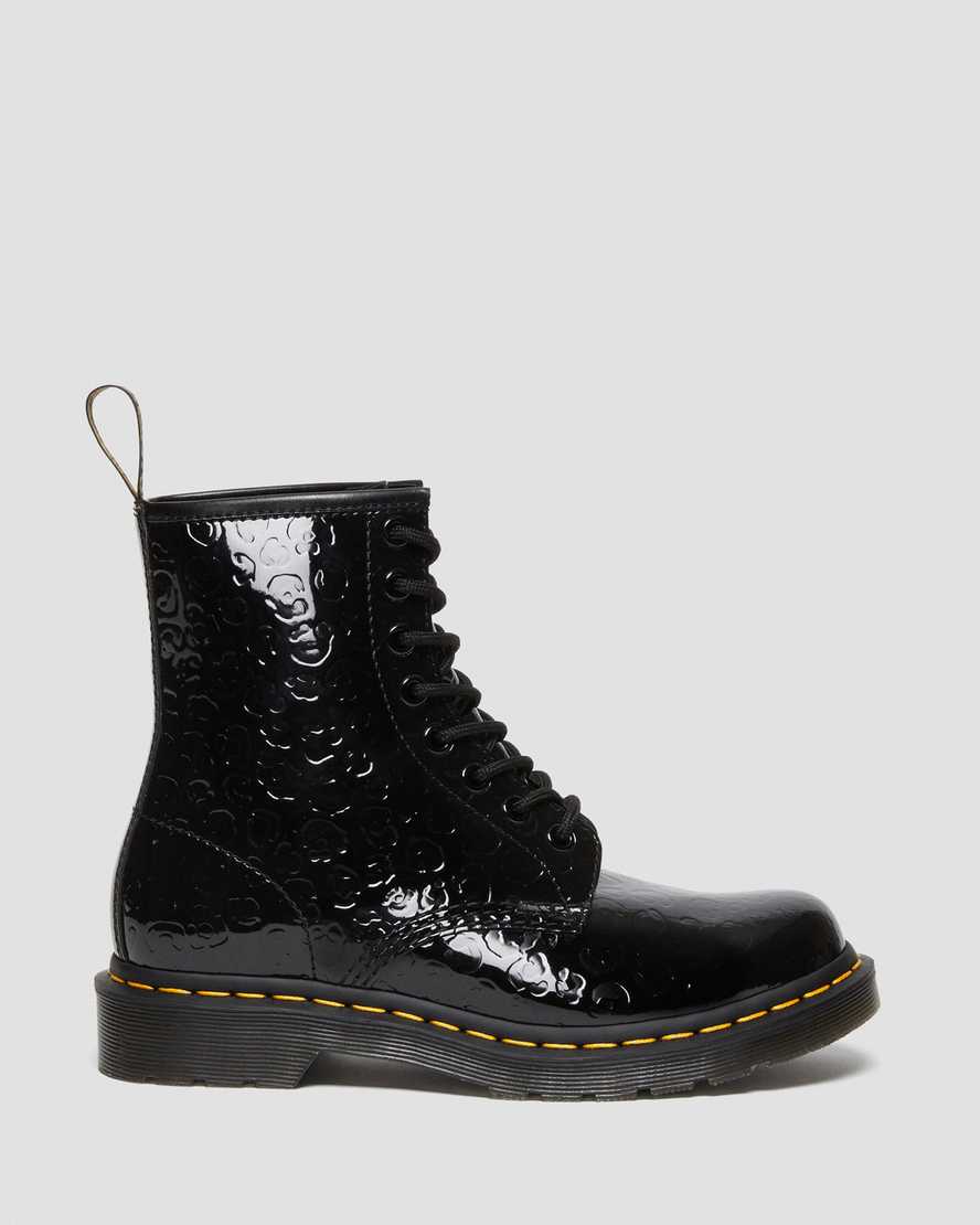 DR MARTENS 1460 LEOPARD EMBOSS PATENT LEATHER - BLACK