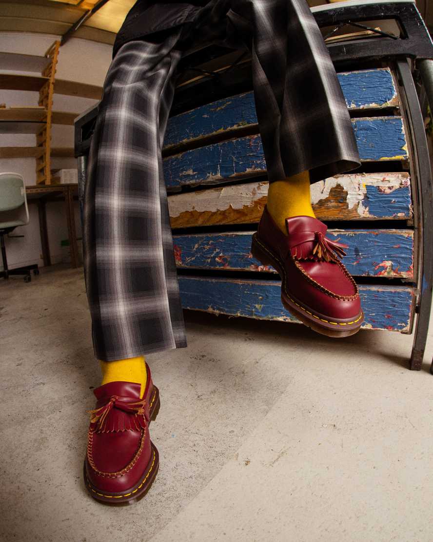 DR MARTENS VINTAGE ADRIAN TASSEL LOAFERS - OXBLOOD QUILON