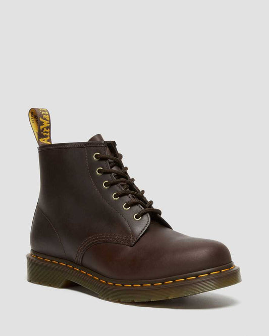 DR MARTENS 101 CRAZY HORSE LEATHER ANKLE BOOTS - DARK BROWN