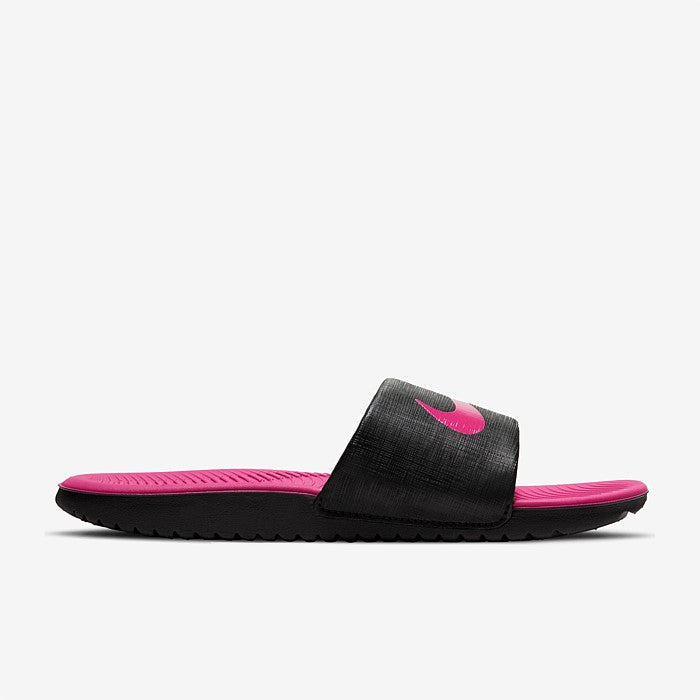 NIKE KIDS KAWA SLIDES - BLACK/VIVID PINK