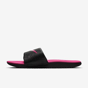 NIKE KIDS KAWA SLIDES - BLACK/VIVID PINK