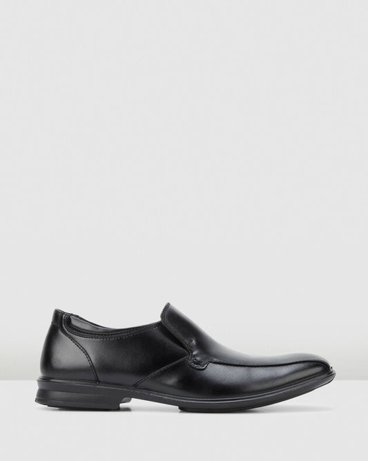 HUSH PUPPIES CAHILL LEATHER SLIP ON DRESS SHOE - BLACK