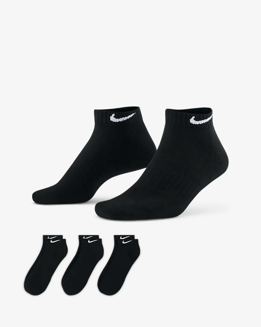 NIKE EVERYDAY COTTON CUSHIONED SOCKS (3 PACK) - BLACK