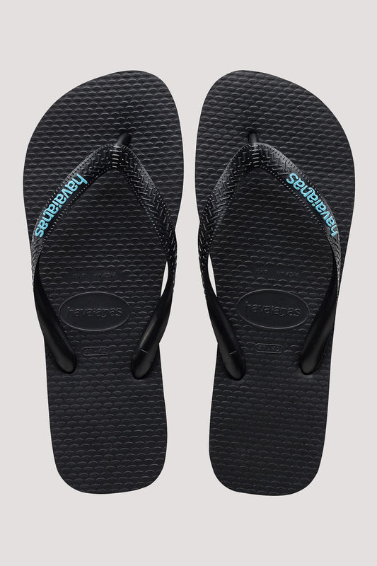 HAVAIANAS LOGO FILETE JANDAL - BLACK/LIGHT BLUE